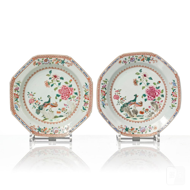 A set of 12 famille rose 'double peacock' soup dishes, - 图10